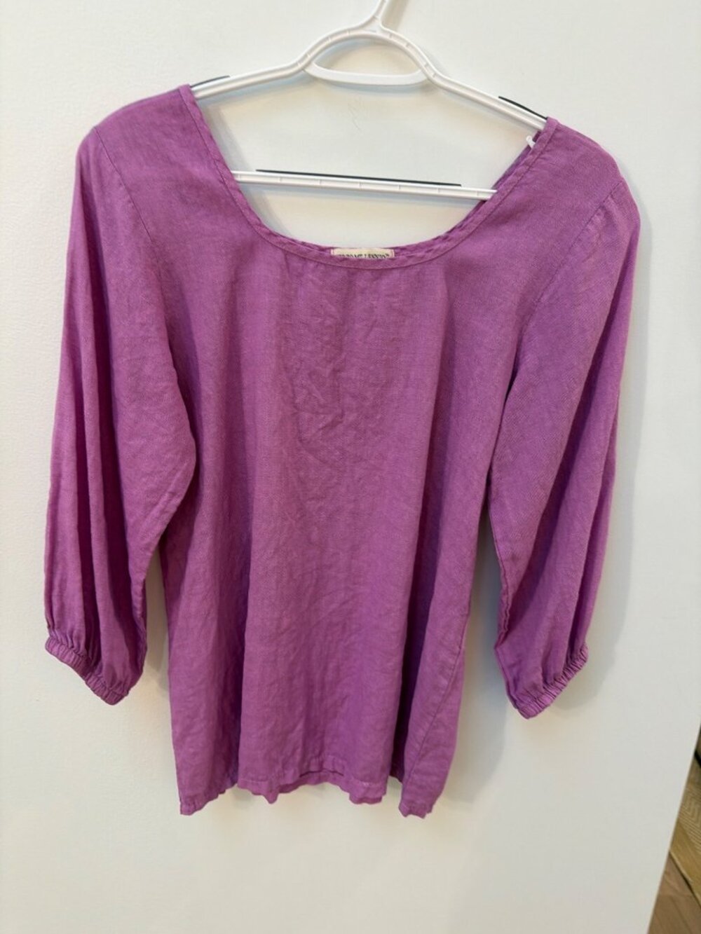 Terzo Millennio Womens Small Purple 100% Linen Blouse Made In Italy With 3/4 Sle